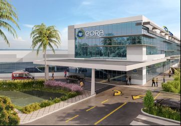 Maquete eletrônica mostra fachada do Cora, especializado no tratamento do câncer, com primeira etapa prevista para 18 meses