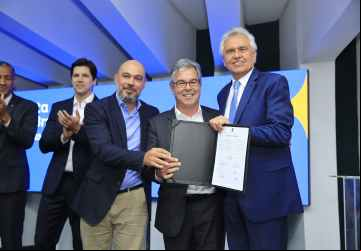 Governador Ronaldo Caiado durante evento que discute expansão de exportações em Goiás: 