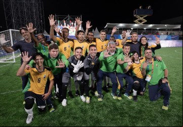 Futebol de cegos mantém a trajetória de excelência. O time que já era pentacampeão em Jogos Paralímpicos agora é penta também no continente.(Foto: Douglas Magno / B) 